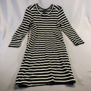J. Crew Dress Women's Size XXS Black White Striped Long Sleeve Side Zipper